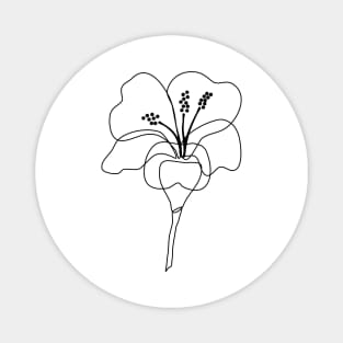 Minimalist hibiscus flower line art Magnet